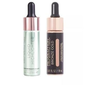 Revolution 2 PACK - MERMAID SCALE’S  - BRONZE GOLD - Liquid Highlighter - 18 ml